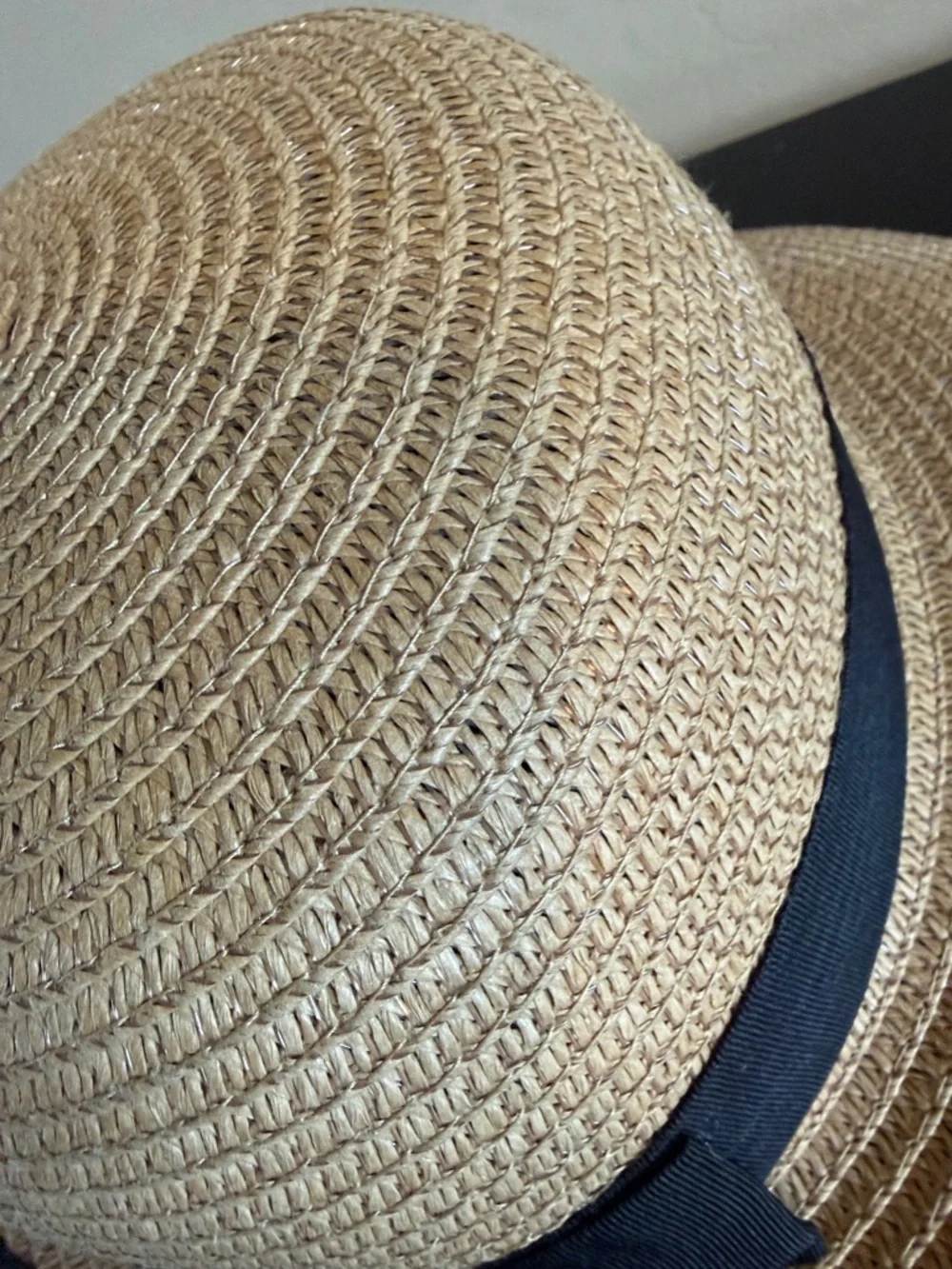 Magid Straw Sun Hat Tan/Natural with Black Ribbon Trim Bow OS New no tag